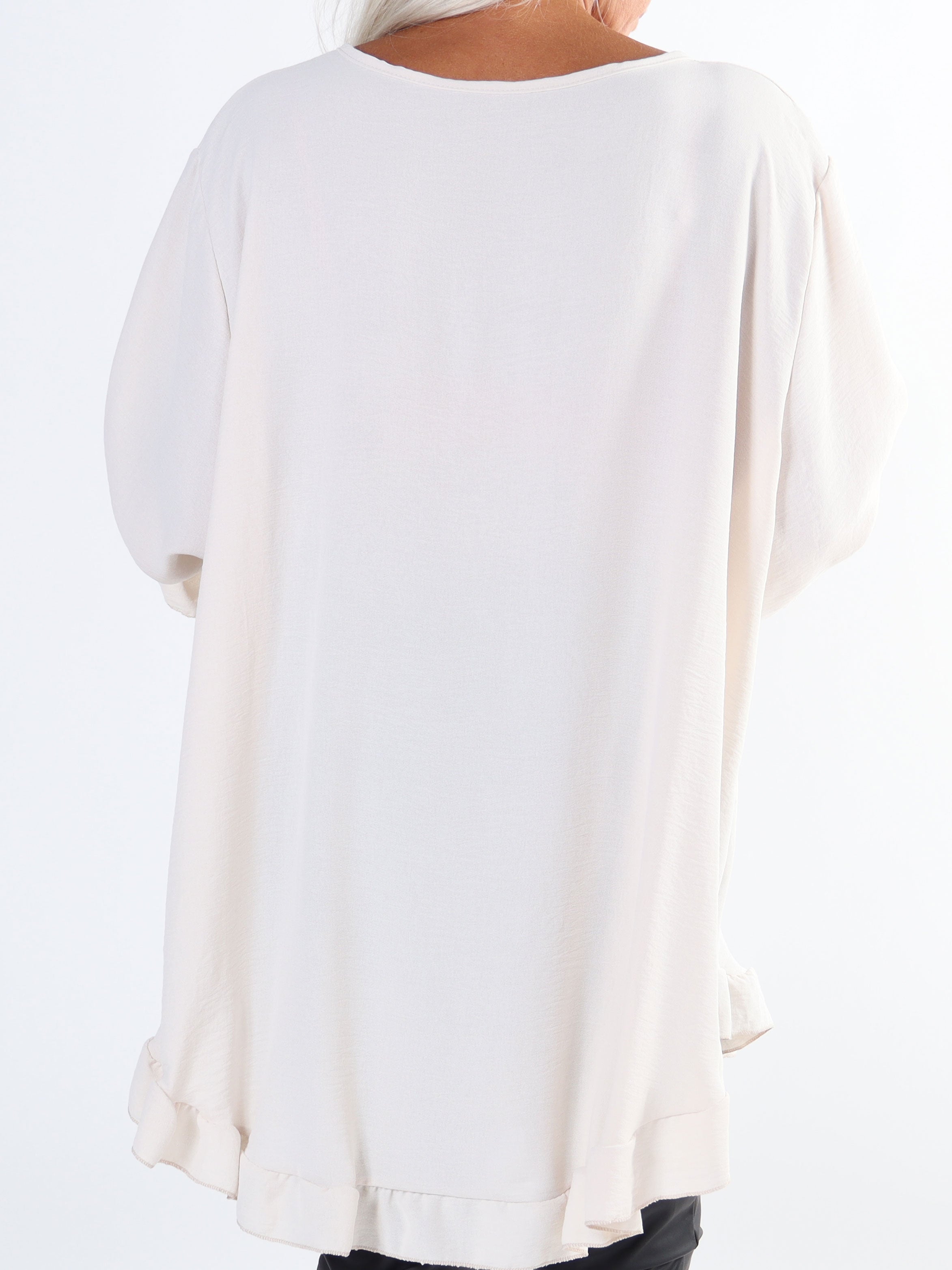 Mio Long - Sød plus size tunika med flæsekanter